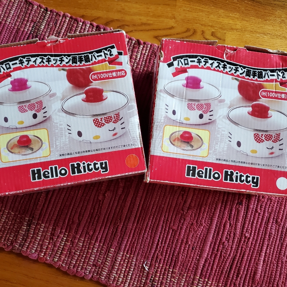Hello Kitty 6" cooking pans, lids, handles, new in box, never used vintage rare - Picture 4 of 4